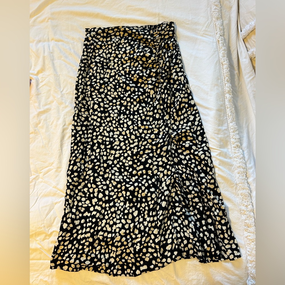 REVOLVE Black and Cream Midi Skirt